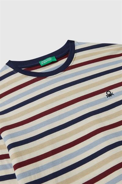 United Colors of Benetton Erkek Çocuk 3FNLC10QB-25K  Uzun Kol Çizgili Tshirt Mix
