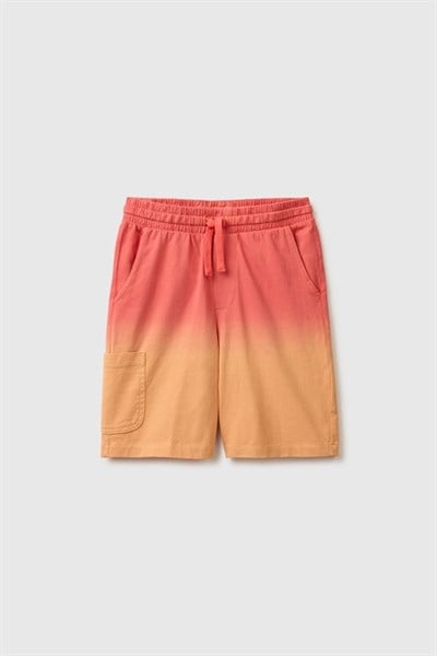 United Colors of Benetton Erkek Çocuk Kırmızı Mix Arka Cebi Logo Detaylı Beli İpli Bermuda Şort 6-14 Yaş 