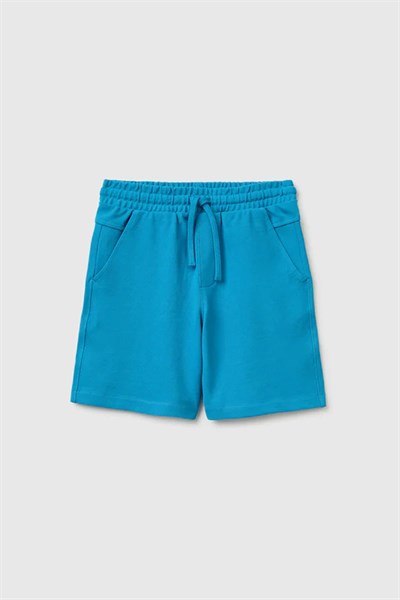 United Colors of Benetton Erkek Çocuk Beli Lastikli Relaxed Fit Bermuda Şort Mavi 6-14 Yaş