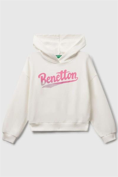 United Colors of Benetton Kız Çocuk 3J68C204W-25K Sweatshirt Beyaz