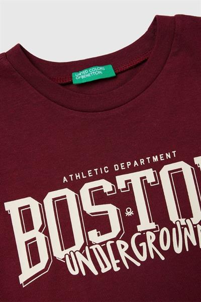 United Colors of Benetton Erkek Çocuk 3JERC10QO-25K  Uzun Kol  Tshirt Bordo
