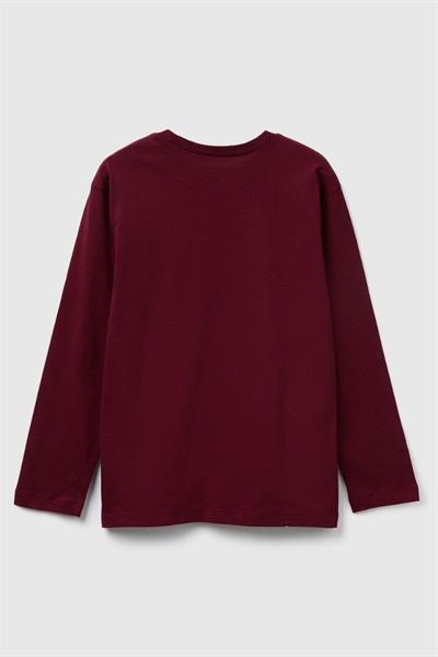 United Colors of Benetton Erkek Çocuk 3JERC10QO-25K  Uzun Kol  Tshirt Bordo
