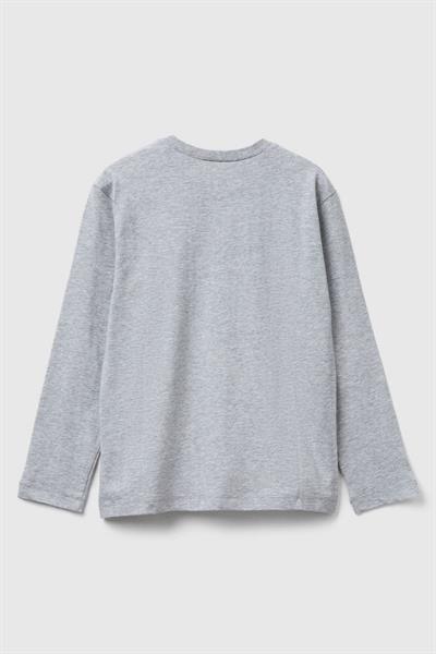 United Colors of Benetton Erkek Çocuk 3JERC10QO-25K  Uzun Kol Tshirt Gri Melanj