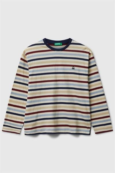 United Colors of Benetton Erkek Çocuk 3FNLC10QB-25K  Uzun Kol Çizgili Tshirt Mix