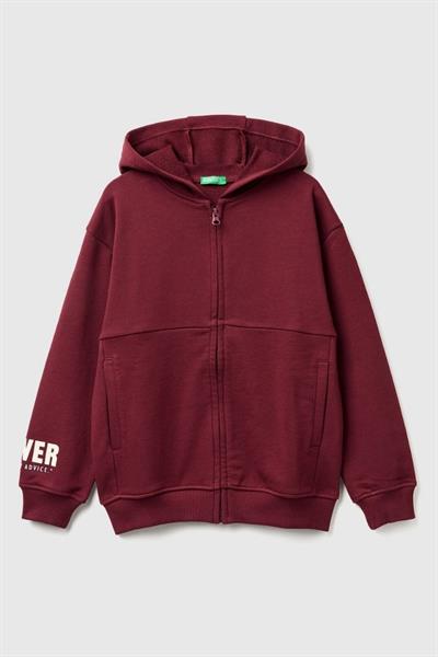 United Colors of Benetton Erkek Çocuk 3J68C505G-25K Sweatshirt Gri Bordo