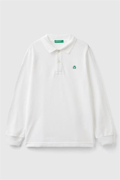 United Colors of Benetton Erkek Çocuk3089C300Z-25K Polo Uzun Kol Tshirt Beyaz