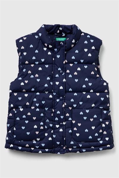 United Colors of Benetton Kız Bebek 2V3YGJ00O-25K Desenli Yelek Lacivert