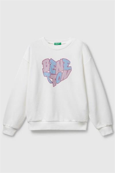 United Colors of Benetton Kız Çocuk 3J68C10Q0-25K  Benetton Sweatshirt Ekru