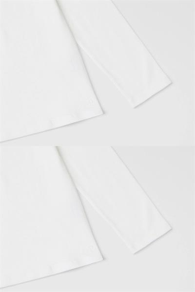 United Colors of Benetton Kız Çocuk 3P4ZC202N-25K Uzun Kol Boğazlı Tshirt Beyaz