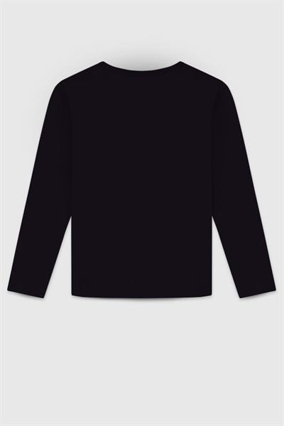 United Colors of Benetton Kız Çocuk  BNT-G23332 Uzun Kollu Tshirt Siyah