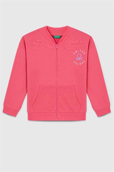 United Colors of Benetton Kız Çocuk BNT-G23334 Sweatshirt Pembe