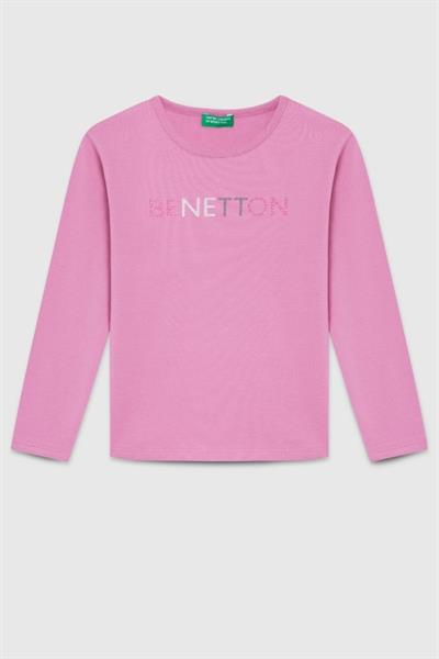 United Colors of Benetton Kız Çocuk  BNT-G23332 Uzun Kollu Tshirt Gül Kurusu