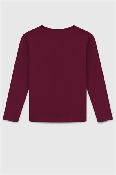 United Colors of Benetton Kız Çocuk  BNT-G23332 Uzun Kollu Tshirt Bordo