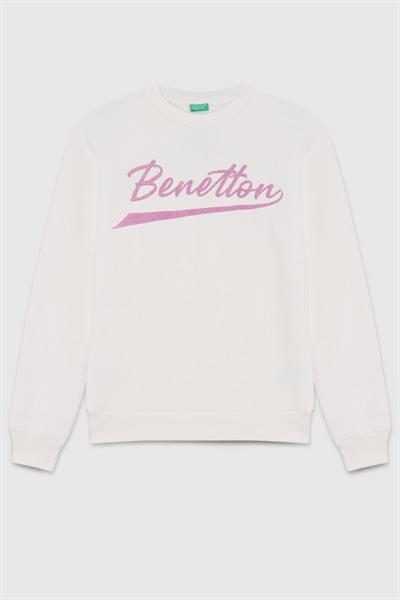 United Colors of Benetton Kız Çocuk  BNT-G23345 Benetton Sweatshirt Ekru