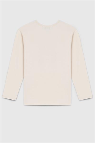 United Colors of Benetton Kız Çocuk BNT-G23331 Uzun Kollu Tshirt Ekru