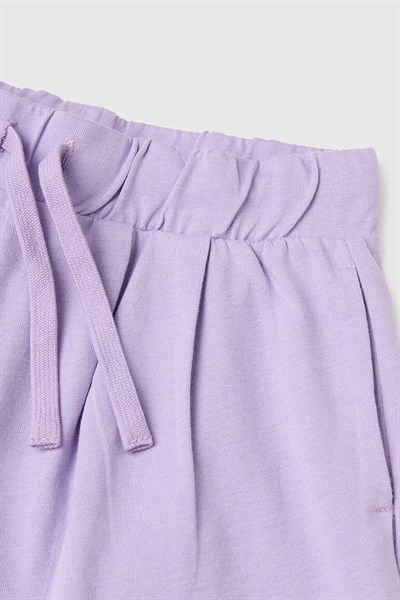 United Colors of Benetton Kız Çocuk Logo İşleme Detaylı Yan Cepli Bermuda Şort Lila  6-14 Yaş