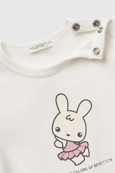 United Colors of Benetton Erkek Bebek T shirt Beyaz 3I9WA1062