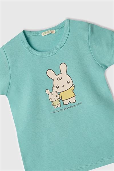 United Colors of Benetton Erkek Bebek T shirt Turkuaz 3I9WA1062