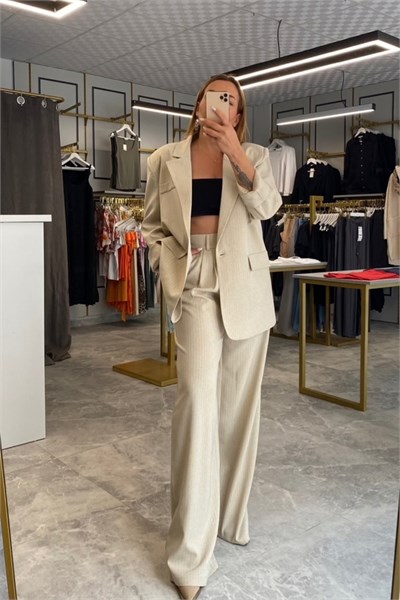 Blazer ve Pantolon Takım Krem