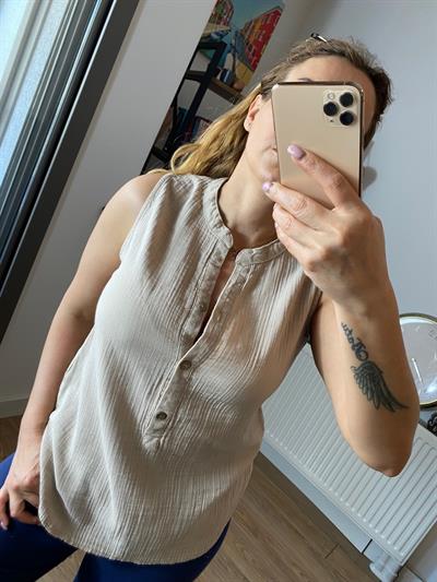 Müslin Kumaş Pamuk Bluz Bej
