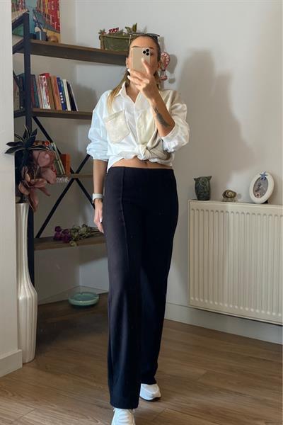 Orj Marka Selanik Kumaş Önden Dikişli Pantolon Siyah