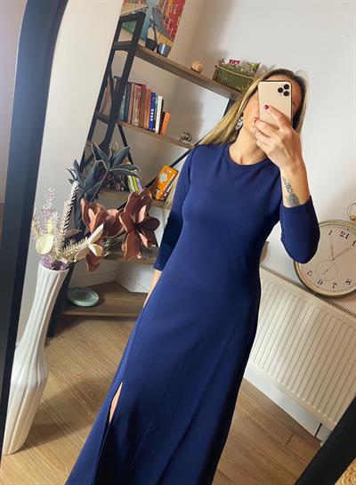 Ottoman Kumaş Elbise Lacivert