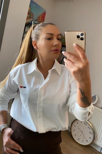 Pamuklu Kalp Detaylı Gömlek Beyaz
