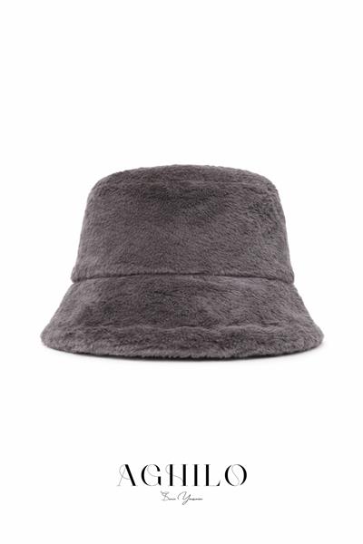 Kadın Peluş Kova Şapka - Antrasit