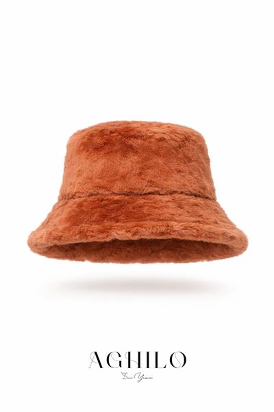 Kadın Peluş Kova Şapka - Kiremit