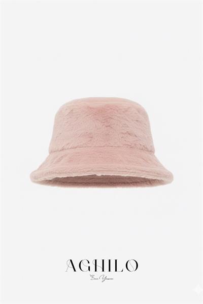 Kadın Peluş Kova Şapka - Pudra Pembe