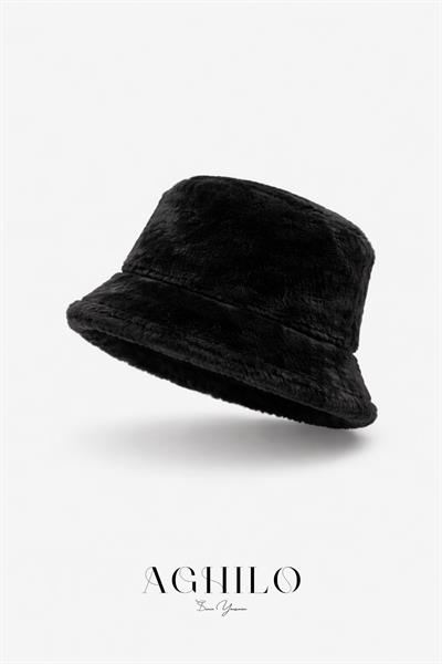 Kadın Peluş Kova Şapka - Siyah