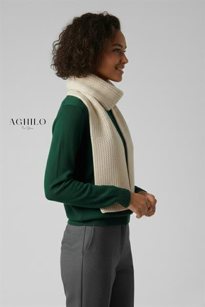 Kadın Selanik Örme Atkı - Beyaz