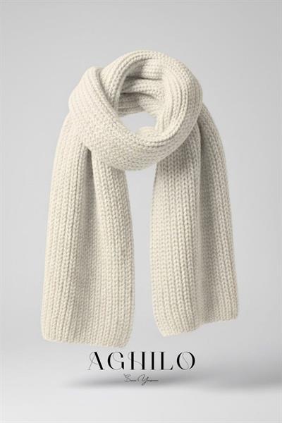 Kadın Selanik Örme Atkı - Beyaz