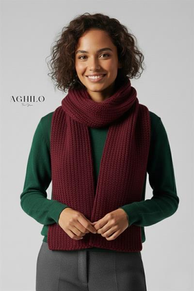 Kadın Selanik Örme Atkı - Bordo