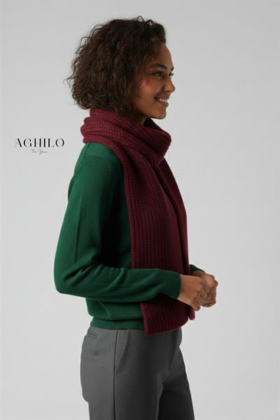 Kadın Selanik Örme Atkı - Bordo