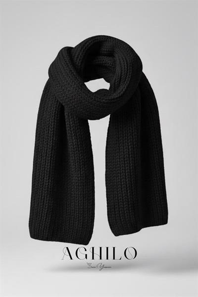 Kadın Selanik Örme Atkı - Siyah