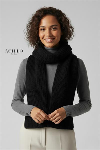 Kadın Selanik Örme Atkı - Siyah