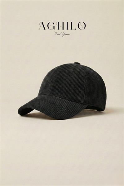 Premium Yıkamalı Unisex Kadife Kep Şapka – Siyah