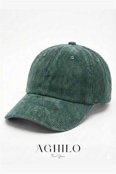 Premium Yıkamalı Unisex Kadife Kep Şapka – Yeşil