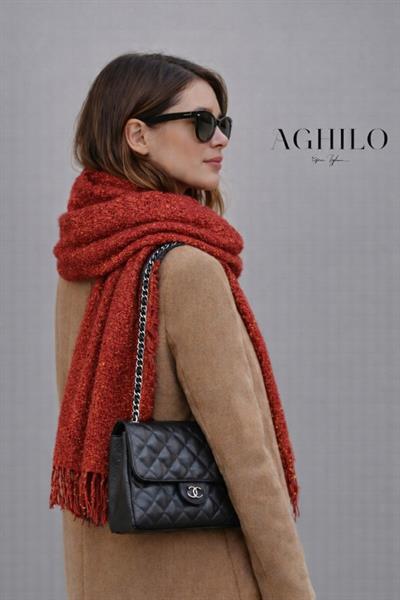 Şardonlu Sim Detaylı Atkı - Kırmızı