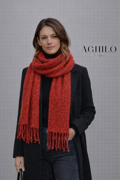 Şardonlu Sim Detaylı Atkı - Kırmızı