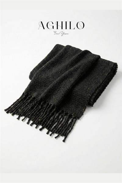 Şardonlu Sim Detaylı Atkı - Siyah
