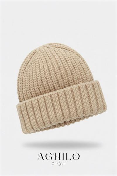 Unisex Selanik Örme Bere - Bej