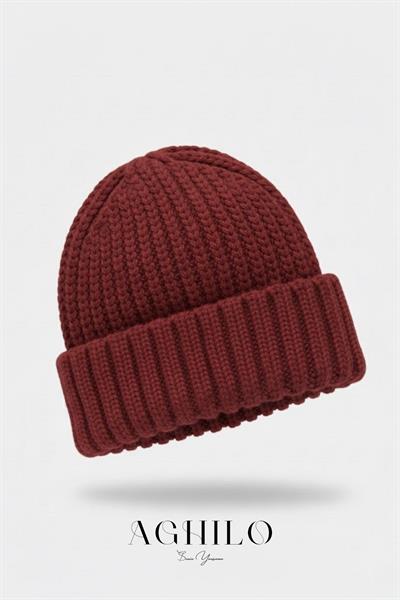 Unisex Selanik Örme Bere - Bordo