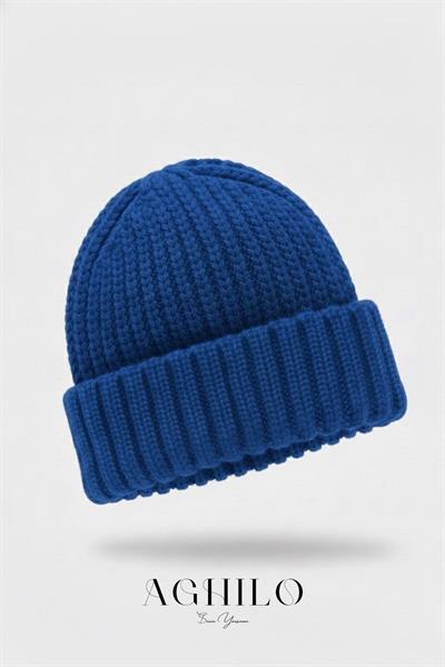 Unisex Selanik Örme Bere - Saks Mavi