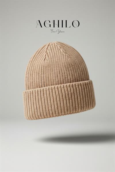 Unisex Yünlü Atkı & Bere Takımı - Bej