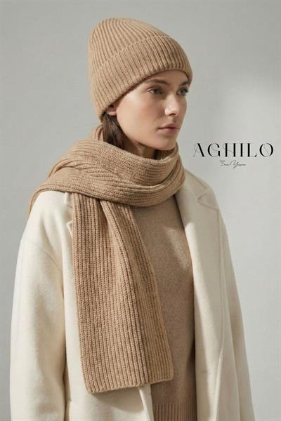 Unisex Yünlü Atkı & Bere Takımı - Bej