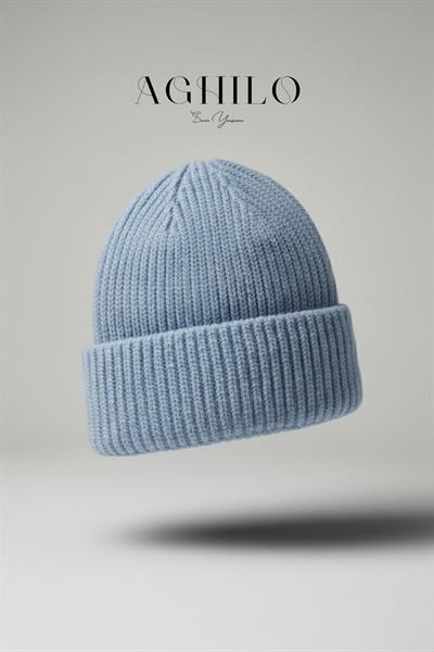 Yünlü Kışlık Unisex Fitilli Bere - Bebek Mavi