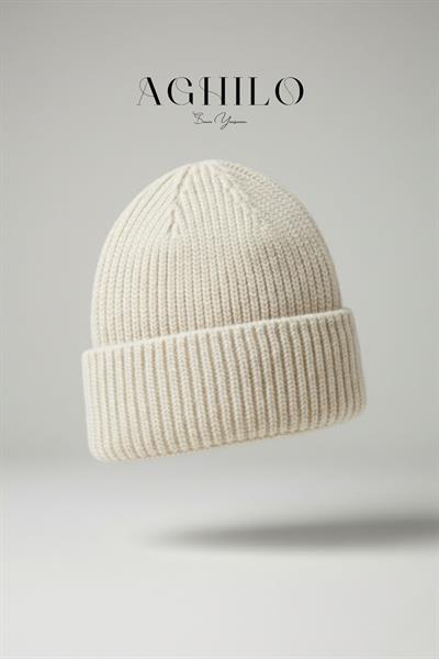 Yünlü Kışlık Unisex Fitilli Bere - Beyaz