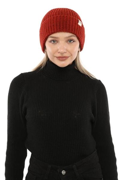 Yünlü Kışlık Unisex Fitilli Bere - Kiremit